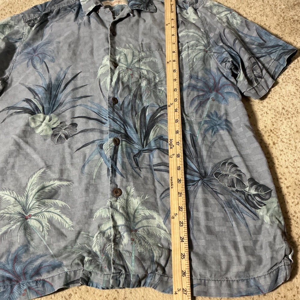 Tommy Bahama Preppy Mens S Blue Silk Palm Print Jacquard Camp Shirt 141-T37135 - Picture 2 of 6